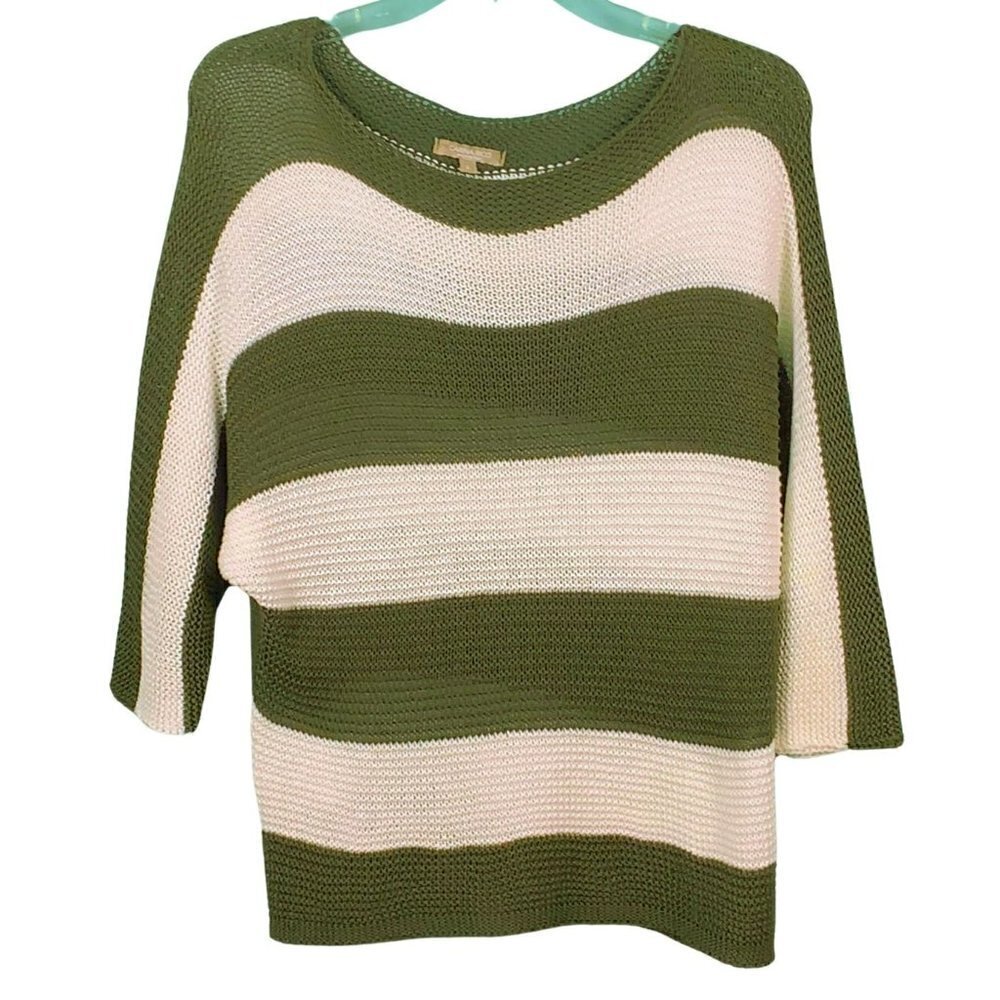 Carina‎ Ricci Italian Knit Sweater Women’s Small Teal White Striped